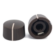 Serrated round pointer Knob Brown 20x12mm Shaft Hole 6.35mm