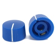 Serrated round pointer Knob Blue 20x12mm Shaft Hole 6.35mm
