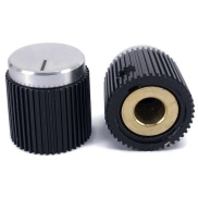 Rippel Black knob Silver Top 18x19mm Shaft Hole: 6.35mm