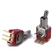Non-Threaded Sub Mini Toggle Switch Gold Right angle SPDT On-On Short Handle