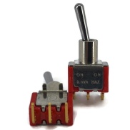 Non-Threaded Mini Toggle Switch SPDT On-On Gold Right Angle PCB Pins 1M Series
