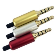 3.5mm 4 Poles Aluminum Audio Plug Silver color with Tail 