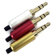 3.5mm 3 Poles Stereo Aluminum Audio Plug Gold color with Tail 