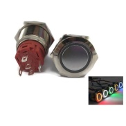 illumination Red LED Ring Metal Waterproof Push Button Switch Latching 19mm