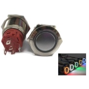 illumination Green LED Ring Metal Waterproof Push Button Switch Latching 19mm