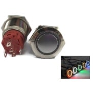 illumination Blue LED Ring Metal Waterproof Push Button Switch Latching 19mm