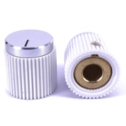 Rippel White knob Silver Top 18x19mm Shaft Hole: 6.35mm
