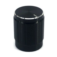 Knurled Aluminum Black Knob with Silver circle 13x17mm Shaft Diameter 6x18T 
