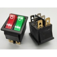 Rocker Switch Red/Green ON/OFF DPST 16A 250VAC Panel Mount, Snap-In