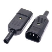 Male AC Power Plug Connector 3 Pins 10A 250V IEC320