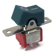 Mini Rocker Switch ON-ON DPDT Green Actuator with Marking