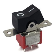 Mini Rocker Switch Momentary ON-(ON) DPDT Black Actuator with Marking
