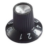 Black Knob Silver top with White Numbering 1 to 10 23x18mm Shaft 6x18T