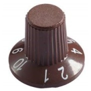Brown Knob with white Numbering 1 to 10 23x18mm Shaft 6x18T