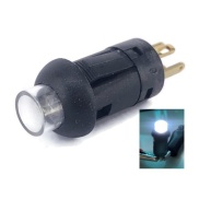 Illuminated PUSH BUTTON SWITCH SPST Momentary White LED 0.1A 30VDC