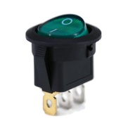 Round Rocker Switch Green ON/OFF SPST (with lamp) 12V