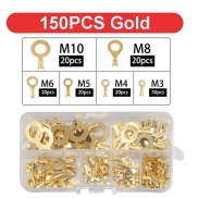 150PCS Round lug Crimp Terminal Gold Assortment Kit