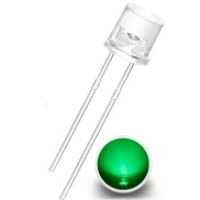 Flat Top Green LED 5mm Water Clear Lens