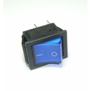 Rocker Switch Blue ON/OFF DPST (with lamp) 16A 250VAC Panel Mount, Snap-In