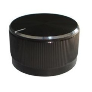 Knurled Aluminum Black Knob with Silver circle 30x18mm Shaft Diameter 6x18T 