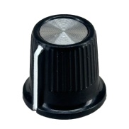 Black body Silver Top Knob 16x15MM Shaft 6.4mm
