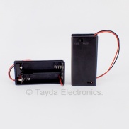 2 x AA Battery Holder Black with Cover and ON/OFF Switch 
