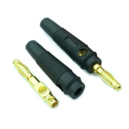 4mm Banana Male Plug Black Gold Plated Solderless Side Stackable