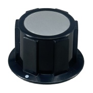 Black Knob With Silver top 25x15mm Shaft 6.4mm