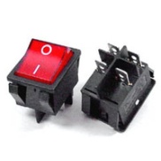 Rocker Switch Red ON/OFF DPST (with lamp) 16A 250VAC Panel Mount, Snap-In