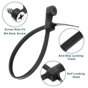 Black Nylon Cable Ties With Screw Holes 4mm 150mm 100PCS