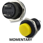 PUSH BUTTON SWITCH MOMENTARY Yellow Color SPST 3A 250VAC