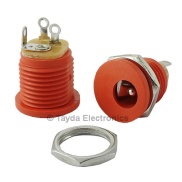 DC Power Jack 2.1mm Enclosed Frame With Switch Red