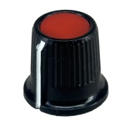 Black body Red Top Knob 16x15mm Shaft 6.4mm