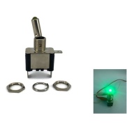 Toggle Switch Aircraft SPST On-Off 12V 20A Green LED