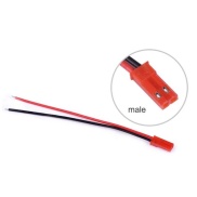 2 Pins Male JST Connector Cable AWG 24 Red 10cm