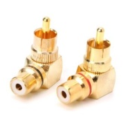 Gold RCA Phono plug right angle red loop