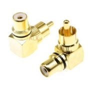 Gold RCA Phono plug right angle Black loop