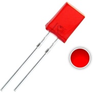 LED Rectangular Red 2x5mm Legs Length 16.50mm