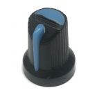 Black Plastic Knob with Blue Pointer 14x17mm