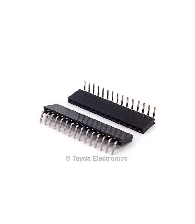 15 Pin 2.54mm Single Row Right Angle Female Pin Header