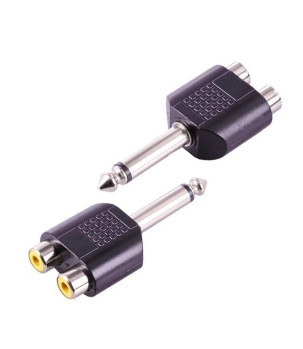 6.35mm 1/4" Male Mono Plug To Dual RCA Female Jack Audio Adapter Connector