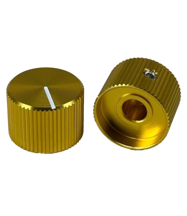 Knurled Aluminum Yellow Knob Shaft 6.35mm