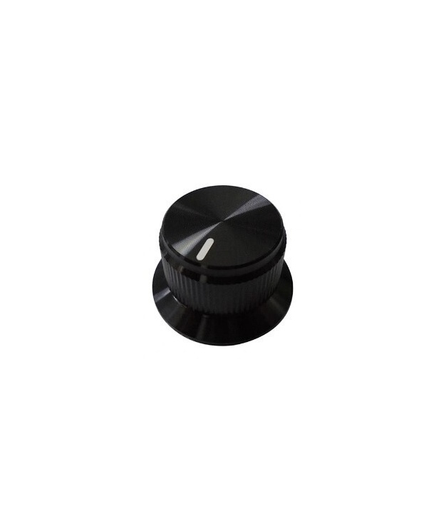 Black Knurled Aluminum 15x24mm knob with skirted Shaft 6.4mm