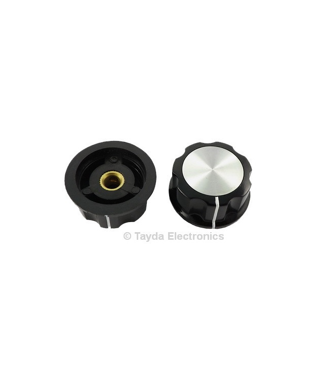Boss Style Silver Top Black Knob 33mm