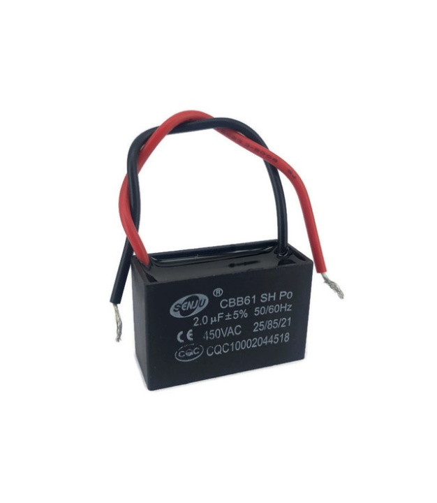 CBB61 Fan Capacitor 2.0uF 5% 450VAC 50/60Hz with Wire leads