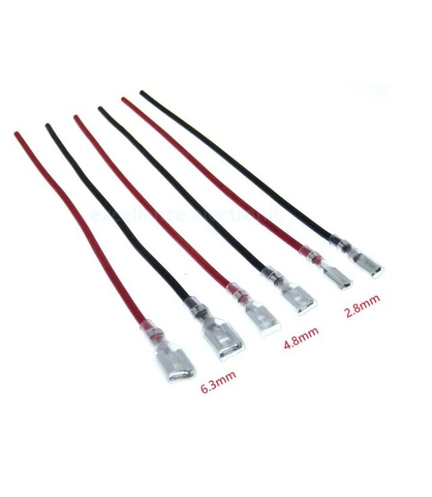 2.8mm With Black wire Single Head Female Spade Connector 20CM AWG 22