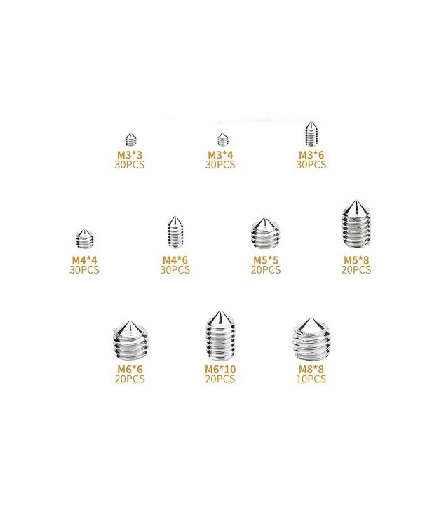1 Set M3 Stainless steel 304 Hexagon Head screw Tapered End