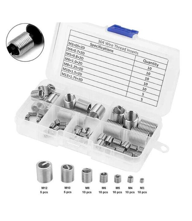 Stainless Steel 2D Fastening Thread Insert SET 60PCS