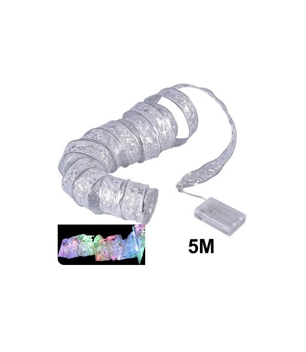 5M Silver Ribbon Decoration Christmas Multi color LED Lights IP65