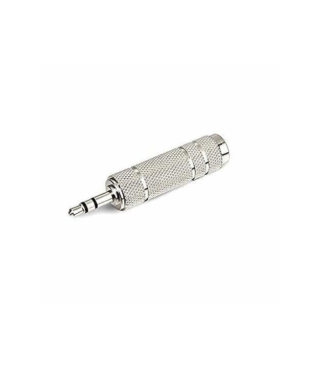 6.35mm Female to 3.5mm Male Stereo Audio Jack Adaptor Sliver Plated